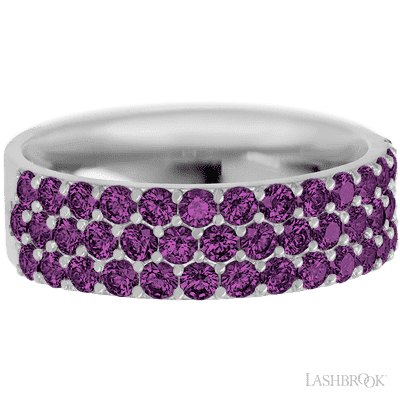 10K White Gold band with 43 Round Purple Diamond having TCW-1.29