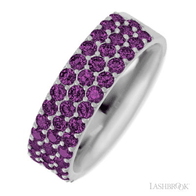 10K White Gold band with 43 Round Purple Diamond having TCW-1.29