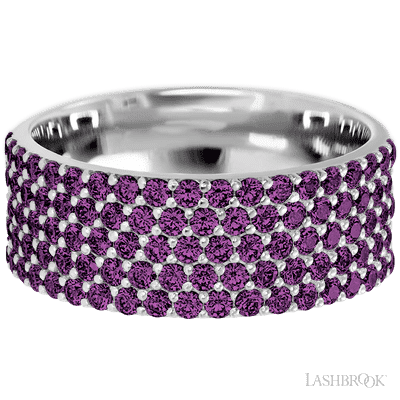 10K White Gold band with 93 Round Purple Diamond having TCW-1.4