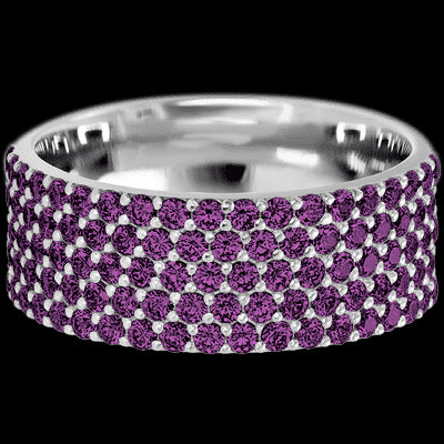 10K White Gold band with 93 Round Purple Diamond having TCW-1.4