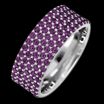 10K White Gold band with 93 Round Purple Diamond having TCW-1.4