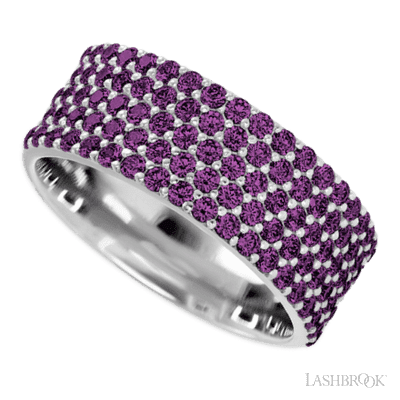 10K White Gold band with 93 Round Purple Diamond having TCW-1.4