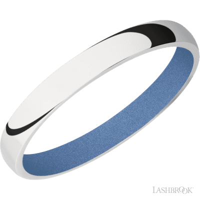 3 mm wide Domed 10K White Gold band featuring a Crushed Orchid sleeve.