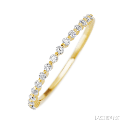 10K Yellow Gold band with 15 Round Lab Grown Diamond having TCW-.22