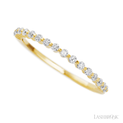 10K Yellow Gold band with 15 Round Lab Grown Diamond having TCW-.22