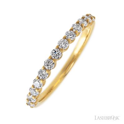 10K Yellow Gold band with 13 Round Lab Grown Diamond having TCW-.39