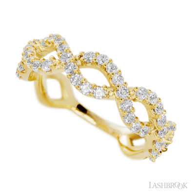 10K Yellow Gold band with 46 Round Lab Grown Diamond having TCW-.69