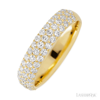 10K Yellow Gold band with 52 Round Lab Grown Diamond having TCW-.78