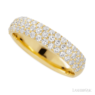 10K Yellow Gold band with 52 Round Lab Grown Diamond having TCW-.78