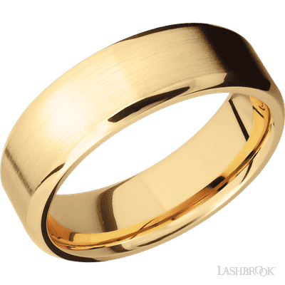 7 mm wide Beveled 10K Yellow Gold band.