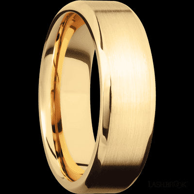 7 mm wide Beveled 10K Yellow Gold band.