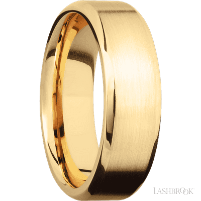 7 mm wide Beveled 10K Yellow Gold band.