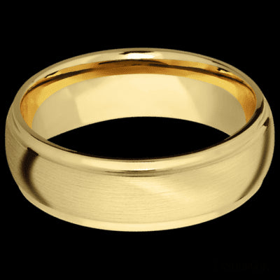 7 mm wide Domed Stepped Down Edges 10K Yellow Gold band.