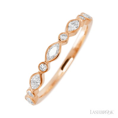 14K Rose Gold band with alternating 4 Round Lab Grown Diamond and 5 Marquise Lab Grown Diamond having TCW-.56