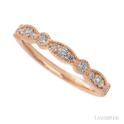 14K Rose Gold band with alternating 7 Round Lab Grown Diamond and 6 Round Lab Grown Diamond having TCW-.27