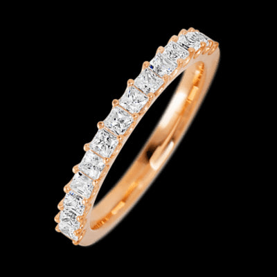 14K Rose Gold band with 15 Princess Lab Grown Diamond having TCW-.9