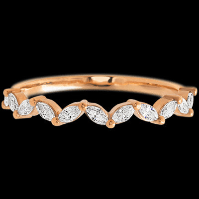 14K Rose Gold band with 11 Marquise Lab Grown Diamond having TCW-.33