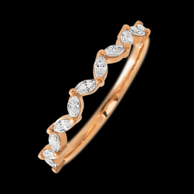14K Rose Gold band with 11 Marquise Lab Grown Diamond having TCW-.33