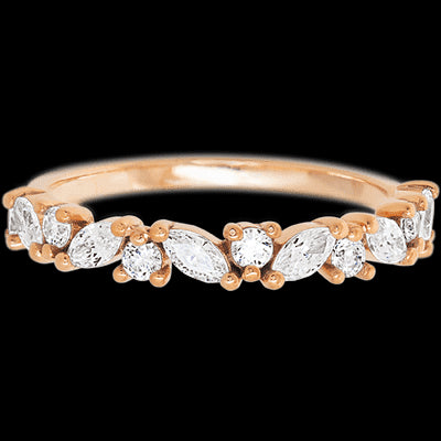 14K Rose Gold band with 7 Round and 6 Marquise Lab Grown Diamond having TCW-.81