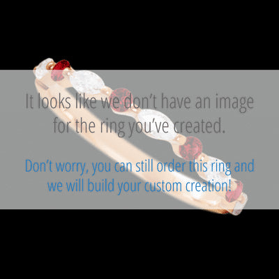 14K Rose Gold band with alternating 4 Round Dark Ruby and 5 Marquise Lab Grown Diamond having TCW-.47