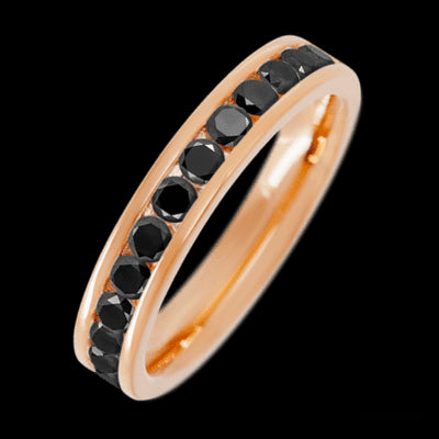 14K Rose Gold band with 13 Round Black Diamond having TCW-.65