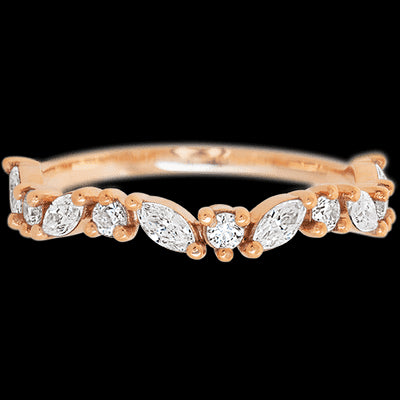 14K Rose Gold band with 6 Round and 5 Marquise Lab Grown Diamond having TCW-.68