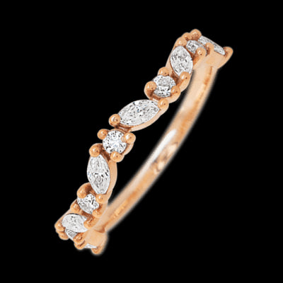 14K Rose Gold band with 6 Round and 5 Marquise Lab Grown Diamond having TCW-.68