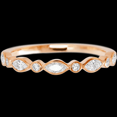 14K Rose Gold band with 4 Round and 5 Marquise Lab Grown Diamond having TCW-.56