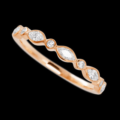 14K Rose Gold band with 4 Round and 5 Marquise Lab Grown Diamond having TCW-.56
