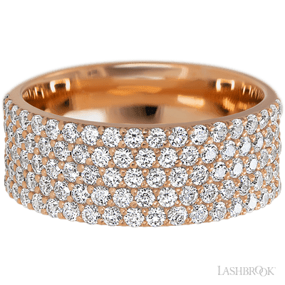 14K Rose Gold band with 93 Round Lab Grown Diamond having TCW-1.4