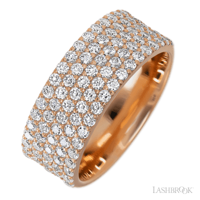 14K Rose Gold band with 93 Round Lab Grown Diamond having TCW-1.4