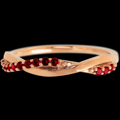 14K Rose Gold band with 13 Round Dark Ruby having TCW-.2