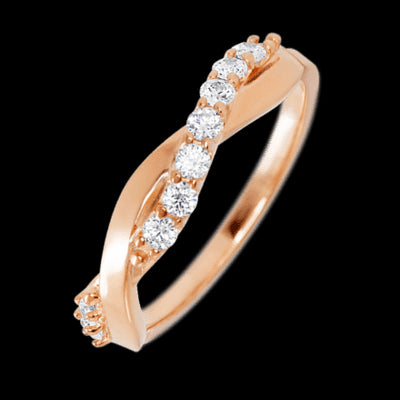 14K Rose Gold band with 9 Round Lab Grown Diamond having TCW-.27