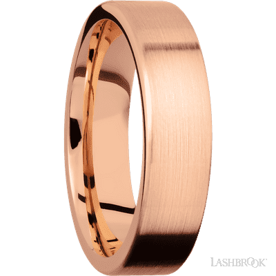 6 mm wide Flat 14K Rose Gold band.