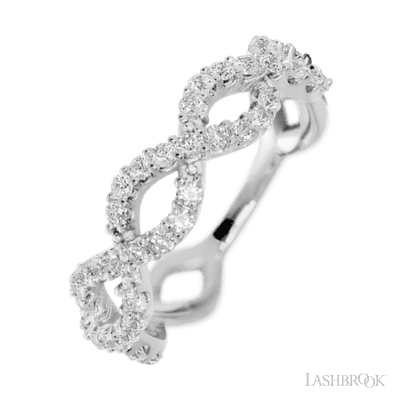 14K White Gold band with 46 Round Lab Grown Diamond having TCW-.69