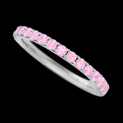 14K White Gold band with 15 Round Light Pink Sapphire having TCW-.45
