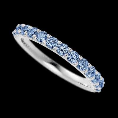 14K White Gold band with 13 Round Denim Sapphire having TCW-.65