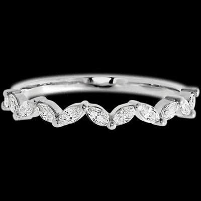 14K White Gold band with 11 Marquise Lab Grown Diamond having TCW-.33