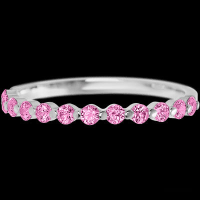 14K White Gold band with 12 Round Pink Sapphire having TCW-.36