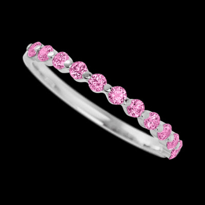 14K White Gold band with 12 Round Pink Sapphire having TCW-.36