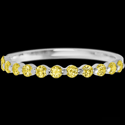 14K White Gold band with 12 Round Yellow Sapphire having TCW-.36
