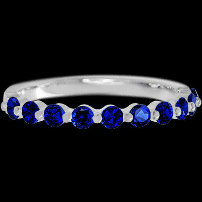 14K White Gold band with 10 Round Sapphire having TCW-.5