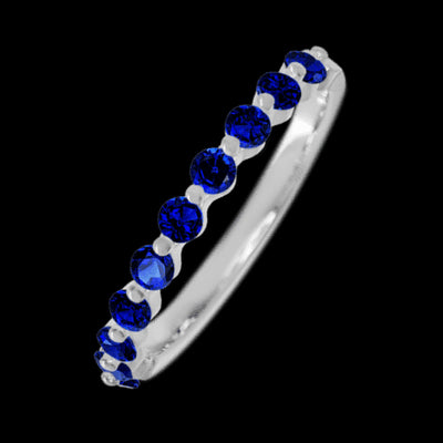 14K White Gold band with 10 Round Sapphire having TCW-.5