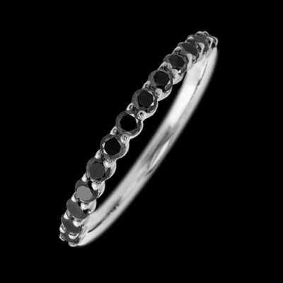 14K White Gold band with 13 Round Black Diamond having TCW-.39