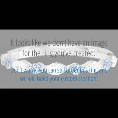 14K White Gold band with alternating 4 Round Denim Sapphire and 5 Marquise Lab Grown Diamond having TCW-.47