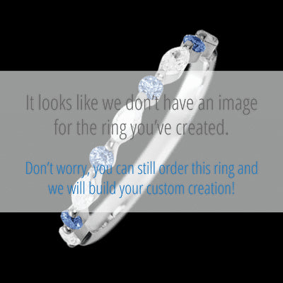 14K White Gold band with alternating 4 Round Denim Sapphire and 5 Marquise Lab Grown Diamond having TCW-.47