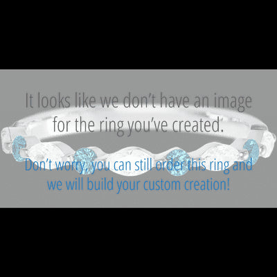 14K White Gold band with alternating 4 Round Ocean Blue Diamond and 5 Marquise Lab Grown Diamond having TCW-.47