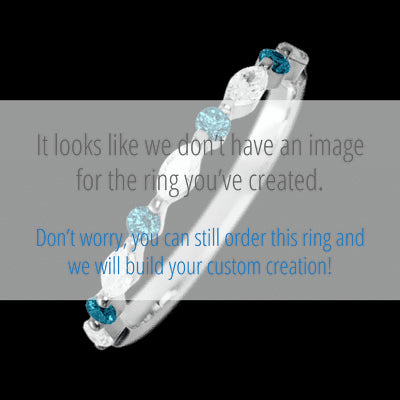 14K White Gold band with alternating 4 Round Ocean Blue Diamond and 5 Marquise Lab Grown Diamond having TCW-.47