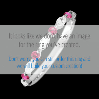 14K White Gold band with alternating 4 Round Ruby and 5 Marquise Lab Grown Diamond having TCW-.47