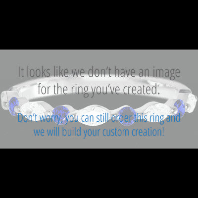 14K White Gold band with alternating 4 Round Sapphire and 5 Marquise Lab Grown Diamond having TCW-.47